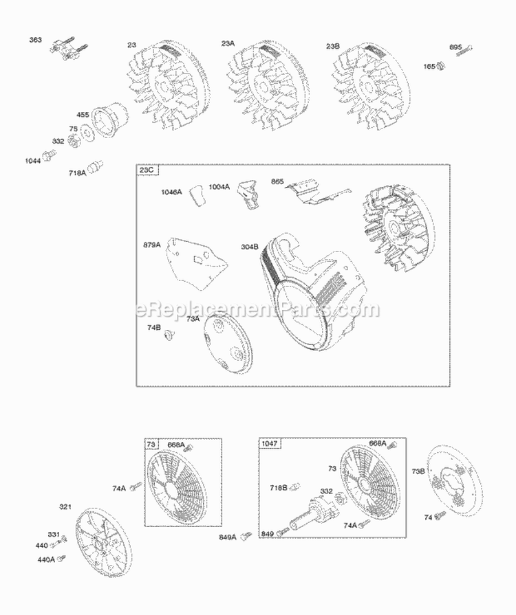 Flywheel Starter Kit Rotating Screens Diagram and Parts List for  Briggs and Stratton Engine